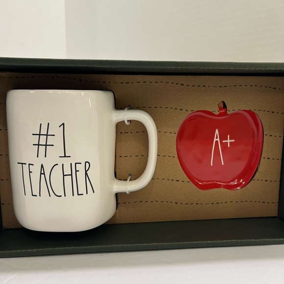 Rae Dunn White and Red Coffee Mug and Apple Ornament Set - Picture 3 of 9